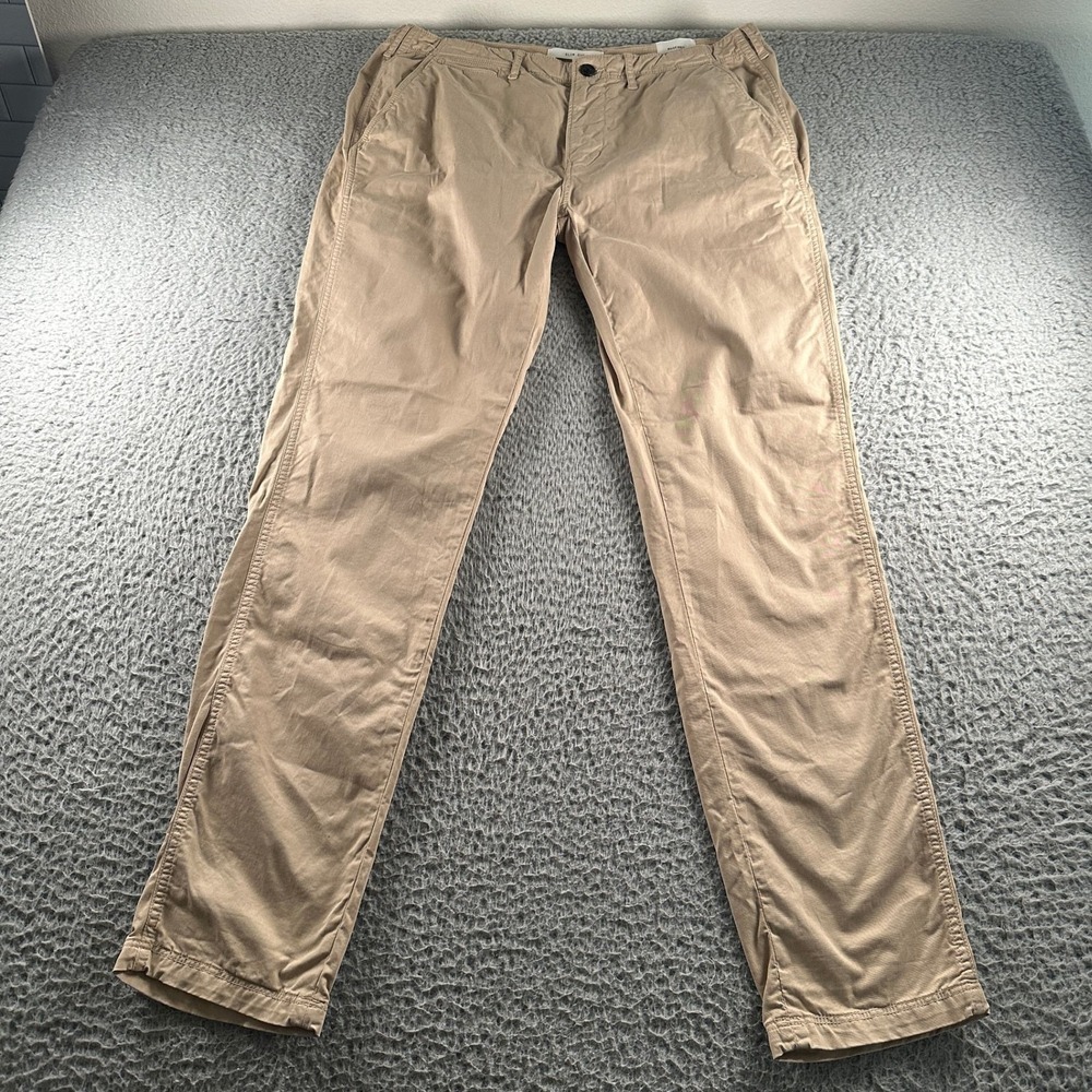 Billy Reid Mens Pants 36 Slim Cut Tailored Chino Khaki Tan Cotton Stretch Fit